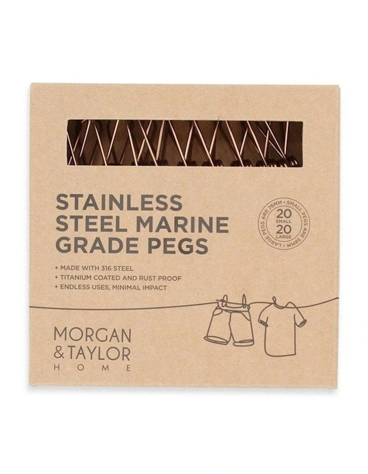 Small & Large Stainless Steel Pegs 40 Pack in Rose Gold