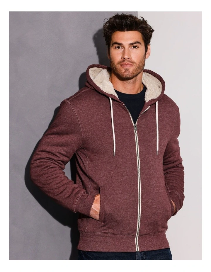 Seth Sherpa Hoodie in Burgundy