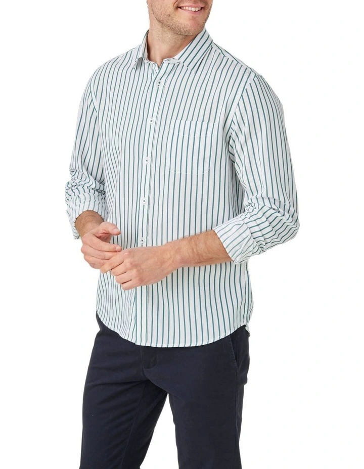 Cam Stripe Long Sleeve Shirt in Green