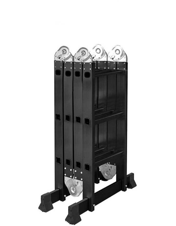 Aluminium Folding Platform Extension Step Multi Purpose Ladder 3.6m in Black
