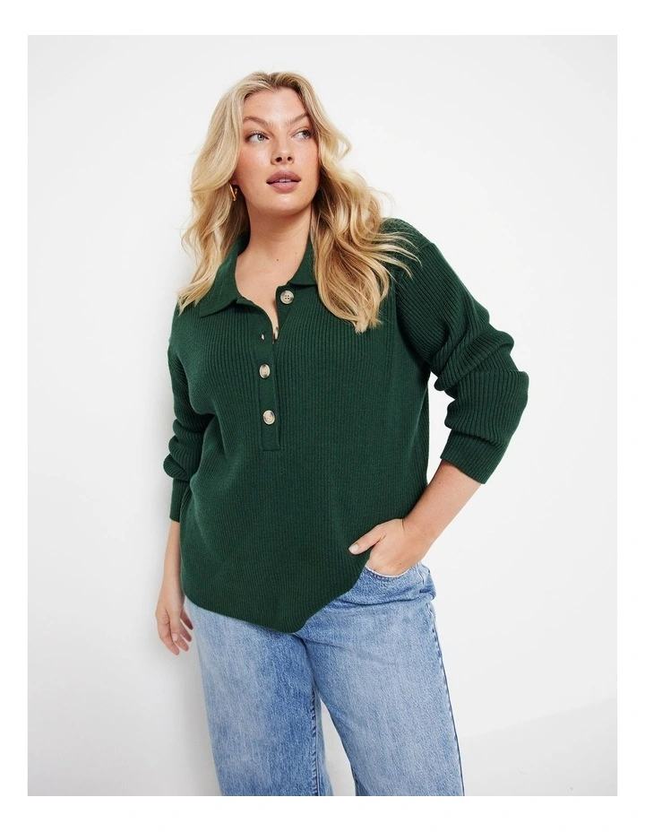 The Polo Knit in Dark Green
