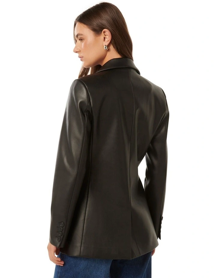 Alex Vegan Leather Blazer in Black