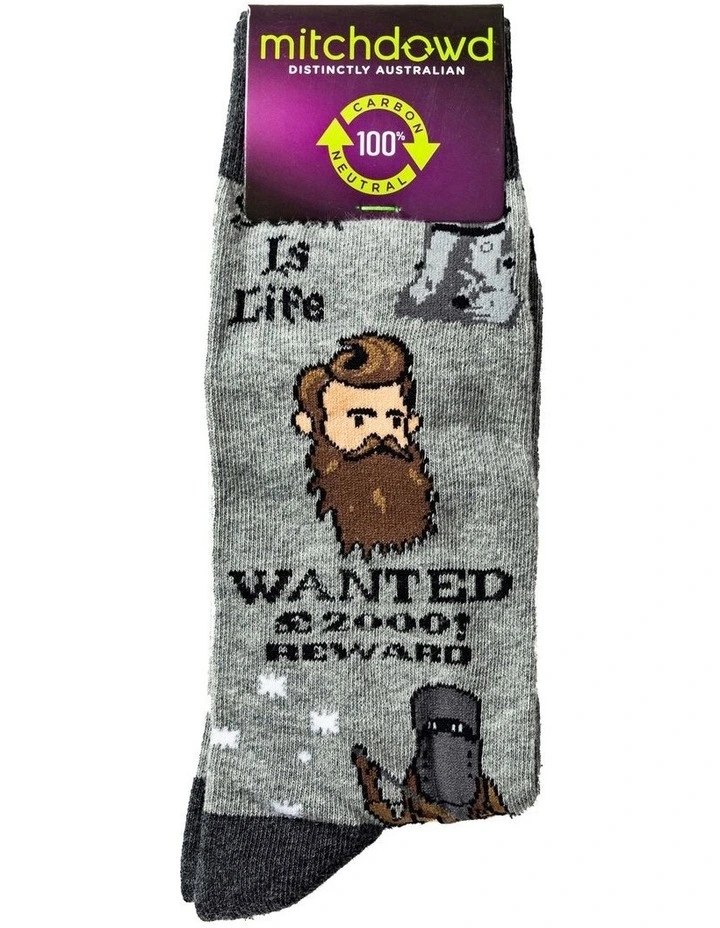 Cotton Ned Kelly Socks in Grey Marle