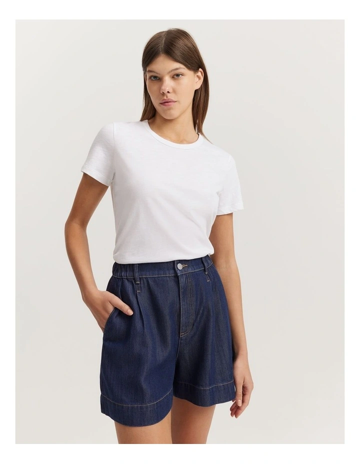 Australian Cotton Slub Short Sleeve T-shirt in White