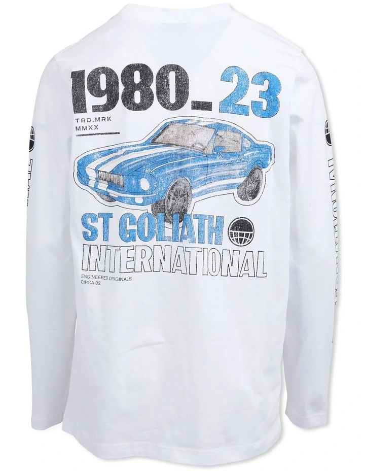 Charger Long Sleeve Tee (8-16) in White