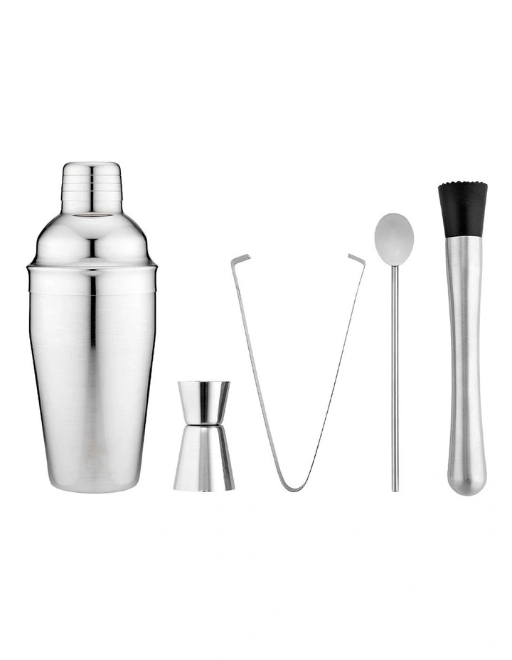 Aurora Cocktail Set 5 Piece in Silver