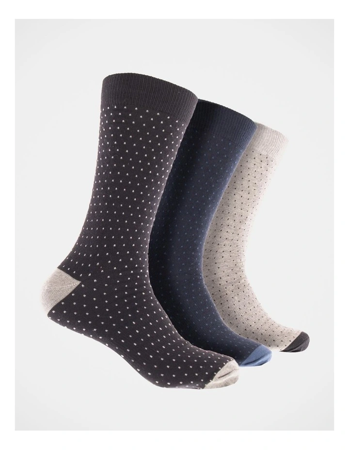 Men's Pinspot Cotton Socks 3 Pack - Assorted