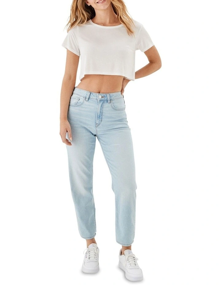 Stretch Mom Straight Jean in Authentic Light