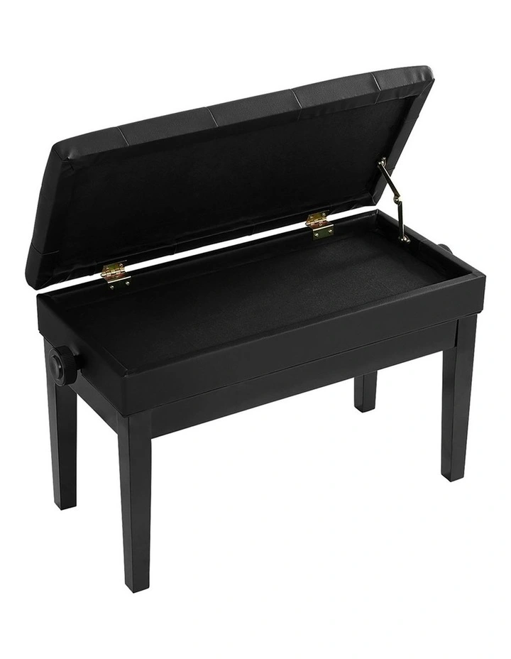 Piano Bench Stool Adjustable Height Keyboard Seat in Black