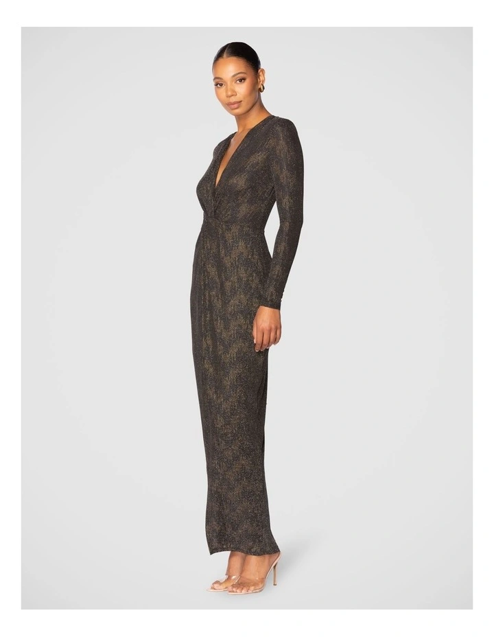Marnie V-Neck Knot Gown in Black