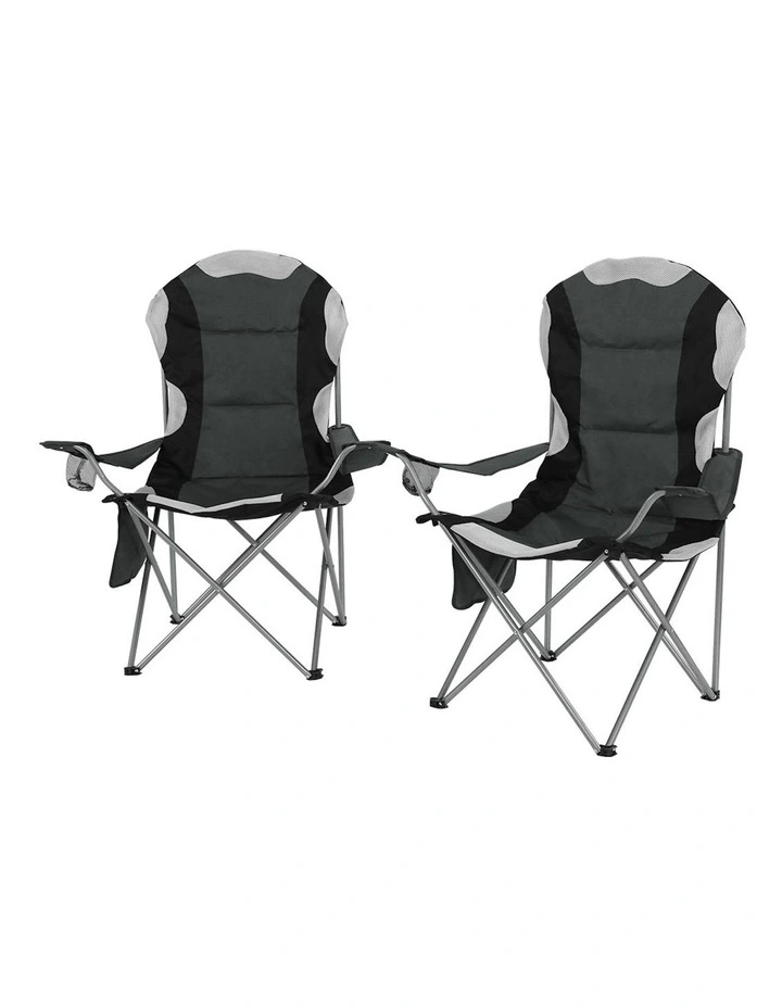 Camping Folding Chair Portable Outdoor Hiking Fishing Picnic 2pcs in Grey