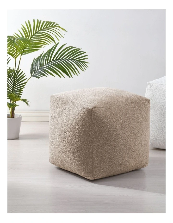 Blake Boucle Pouffe Cover 50x50x50cm in Tan