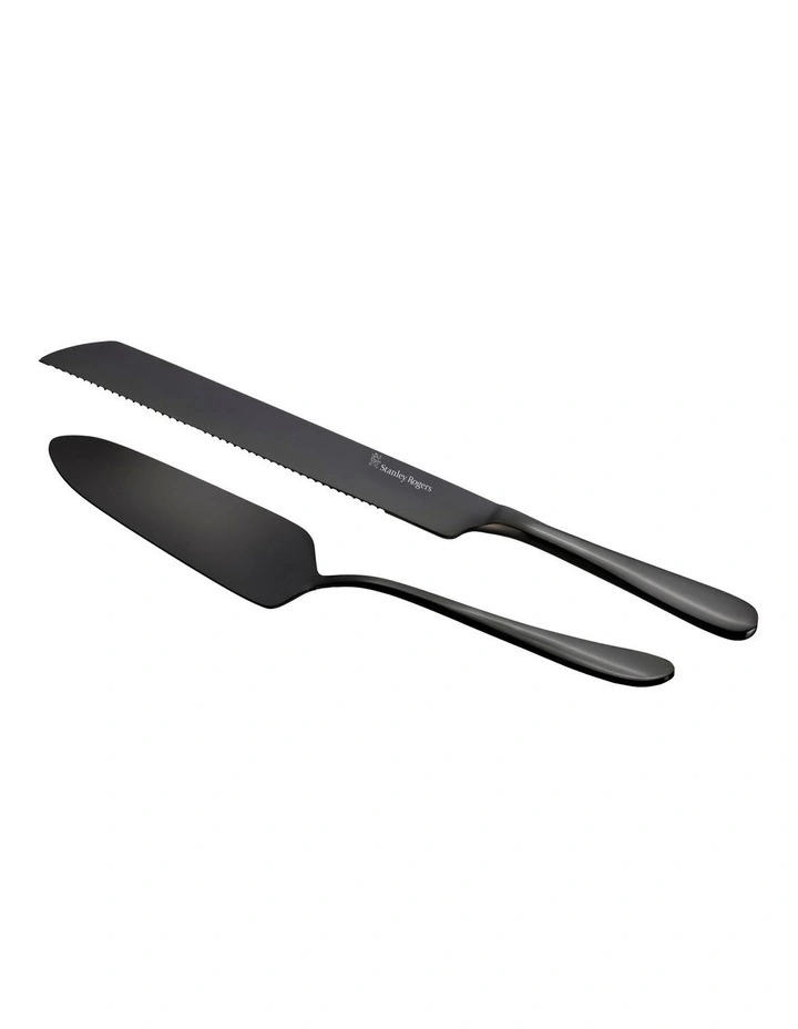 Albany Onyx Cake Knife & Server 2 Piece Set in Black
