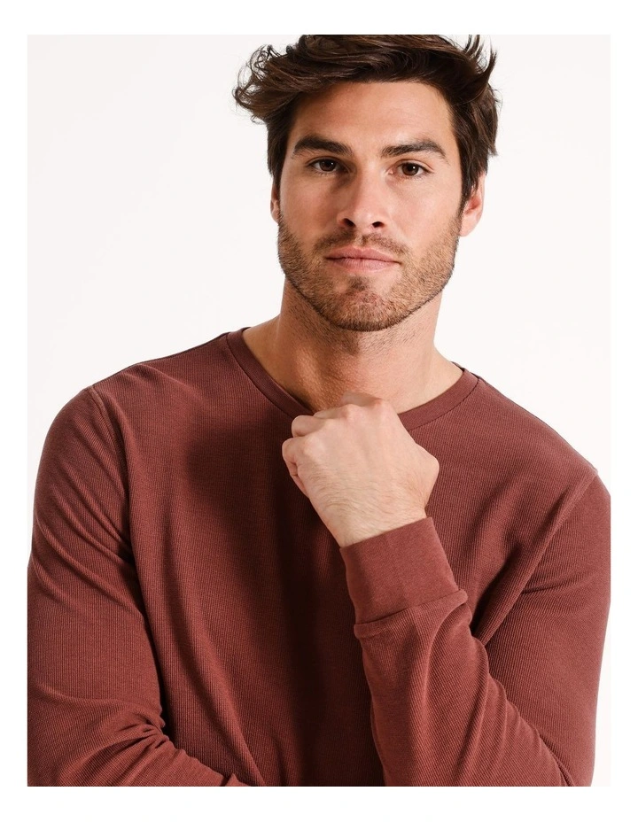 Demarchi Long Sleeve Waffle Crew Tee in Mocha