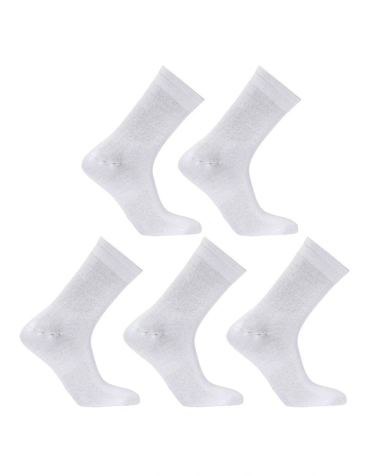 Rexy 3D Seamless Crew Socks 5 Pack in White