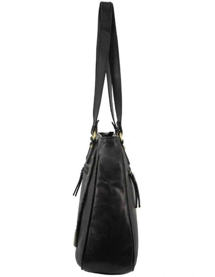 Leather Stud Detail Tote Bag in Black