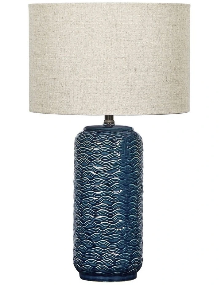 Mirage Modern Ceramic Table Lamp 63.5cm in Blue/Cream