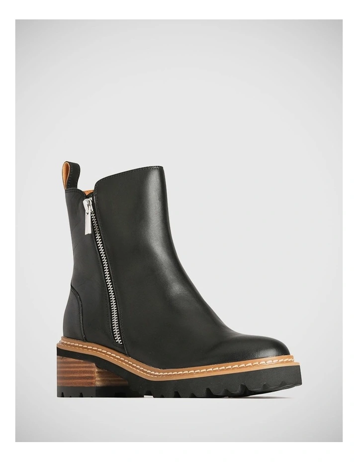 Lindira Leather Ankle Boot in Black