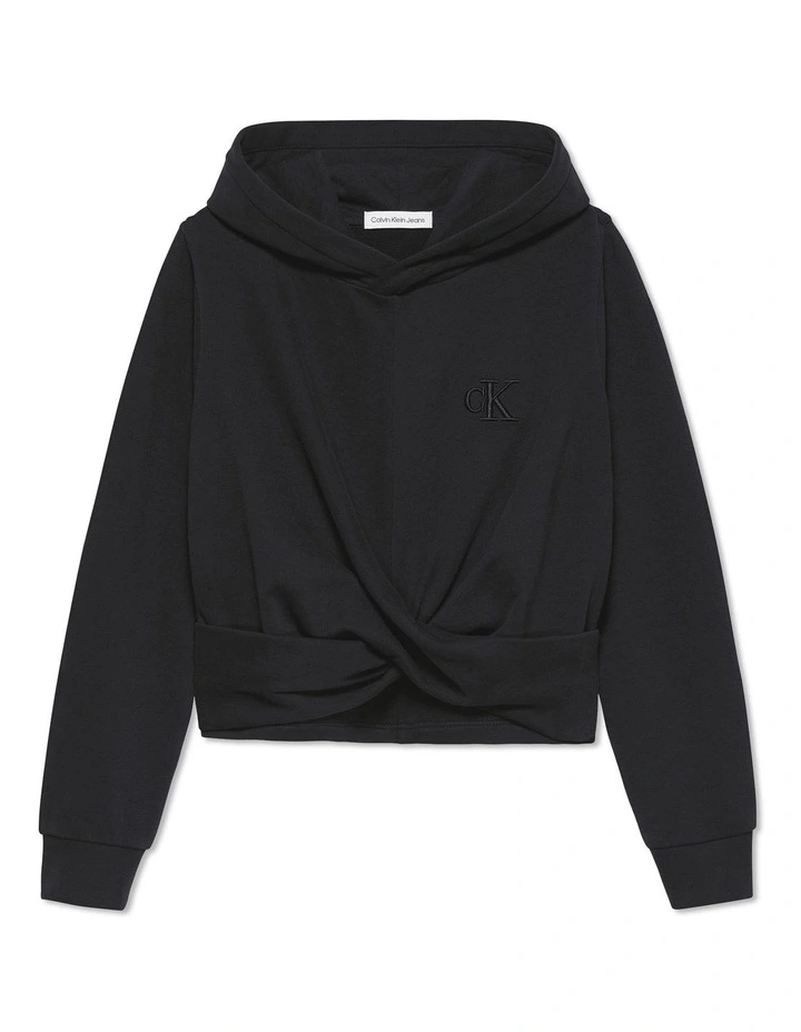 Soft Twist Hoodie in Black