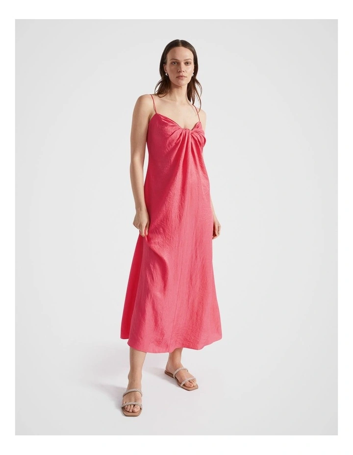 Satin Maxi Dress in Wild Berry