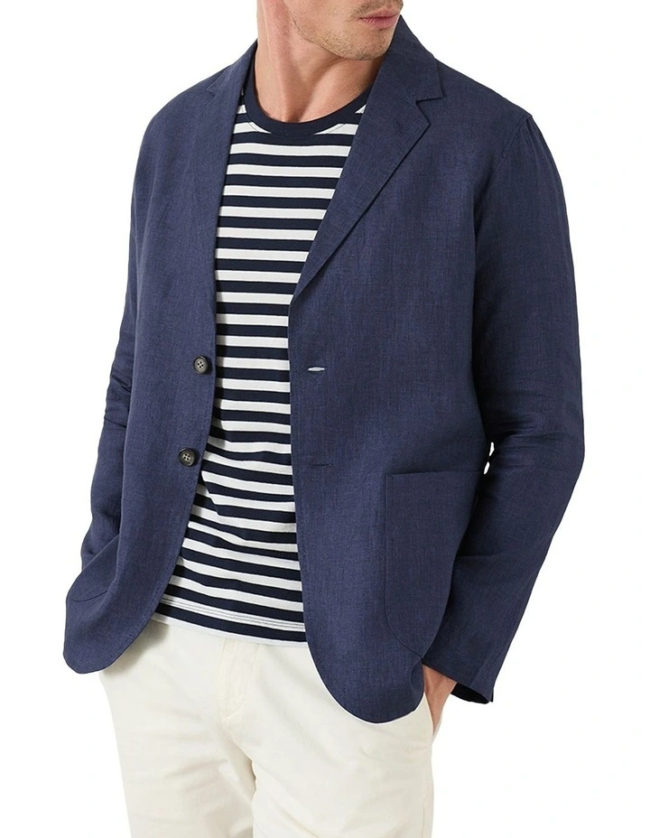 Dalton Linen Shirt Jacket in Navy