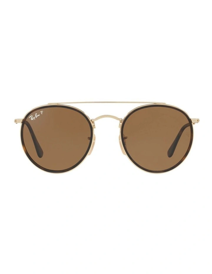 Round Double Bridge Gold RB3647N Polarised Sunglasses