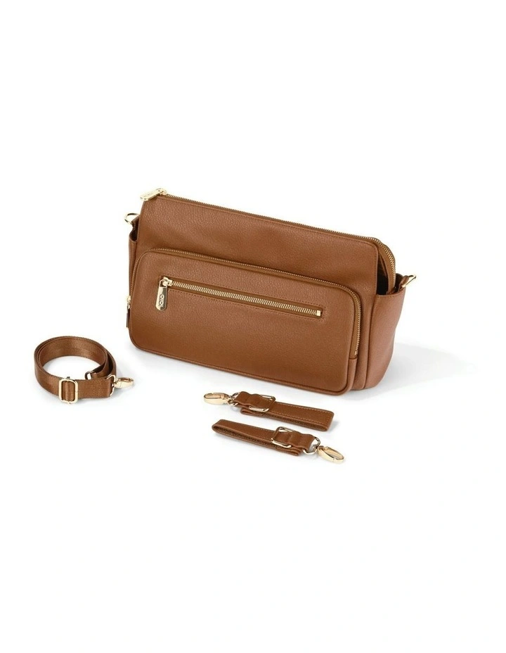 Multitasker Vegan Leather Pram Caddy in Chestnut Brown