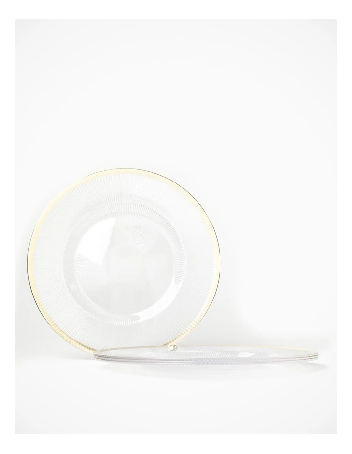 Transparent Charger Plate with Metallic Rim Set of 4 in Clear