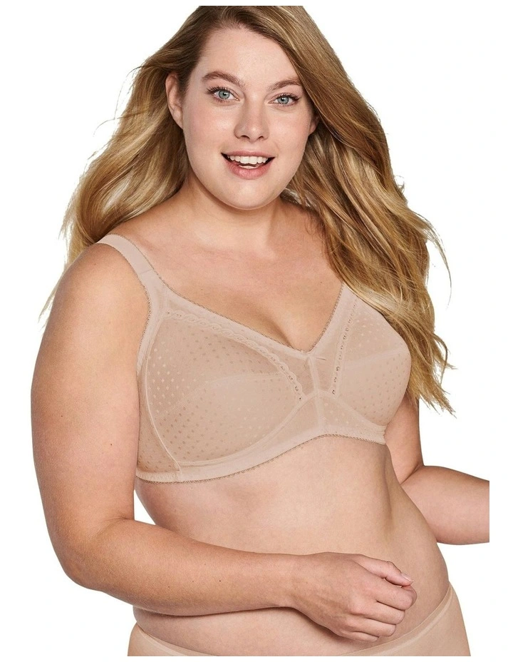 Wirefree Soft Jacquard Cotton Bra in Light Beige
