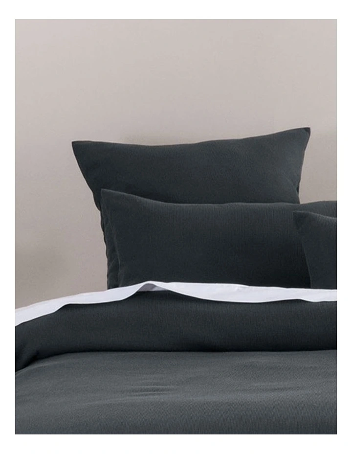 Micro Waffle Quilt Cover Set in Charcoal