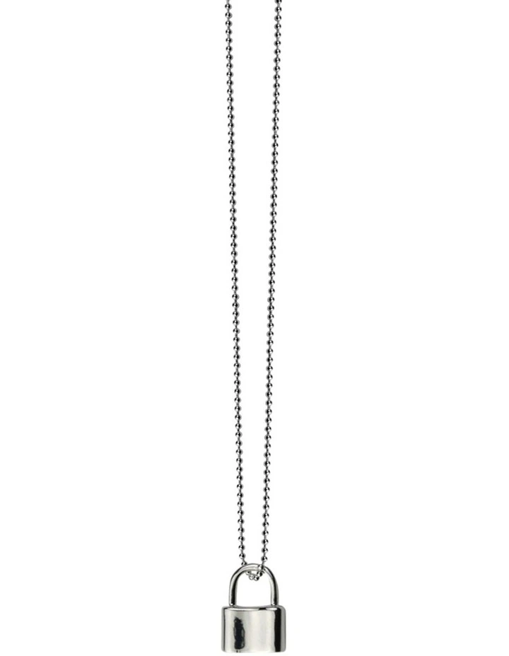 Fine Curb Chain Necklace w/ Mini Padlock Sterling Silver