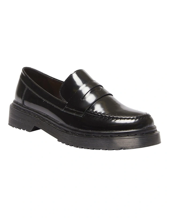 Strata Flat Loafers in Black Hi Shine Leather
