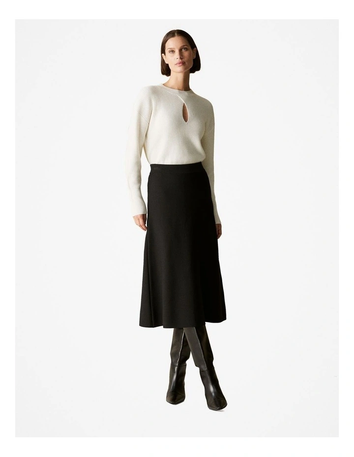 Australian Merino Rib Keyhole Knit in Parchment