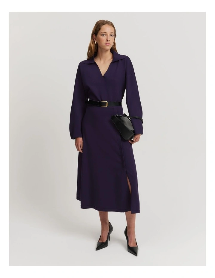 Compact A-line Skirt in Eggplant