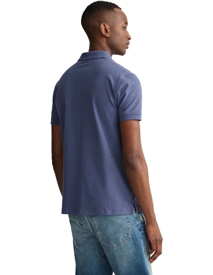 Contrast Collar Pique Short Sleeve Rugger in Blue