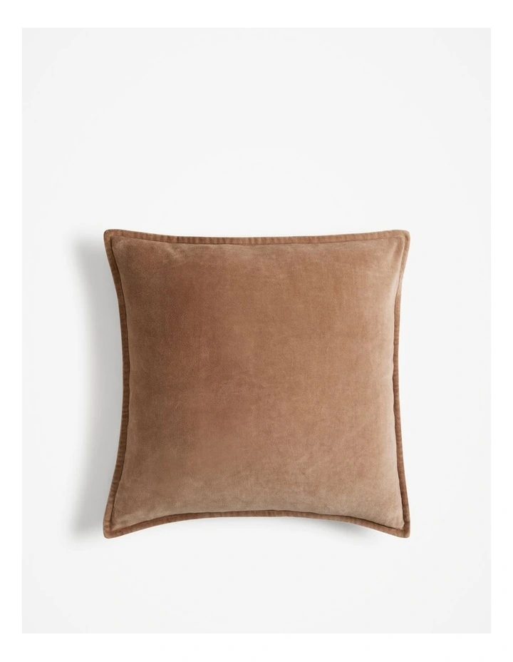 Pia Organically Grown Cotton Velvet 55x55 Cushion in Fawn