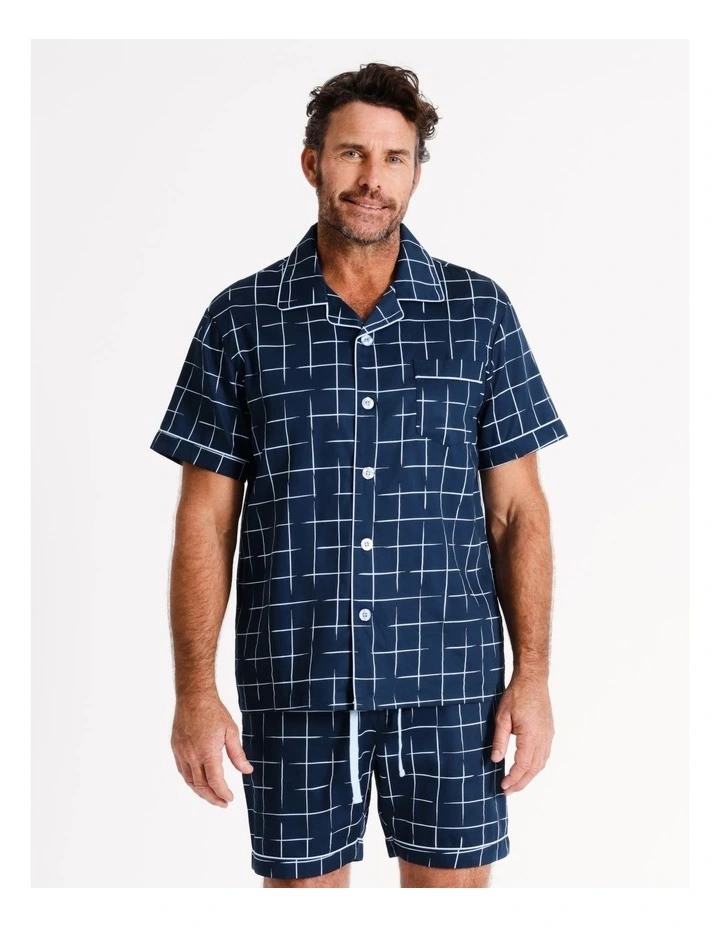 Short Sleeve Sateen PJ Set in Phased Check