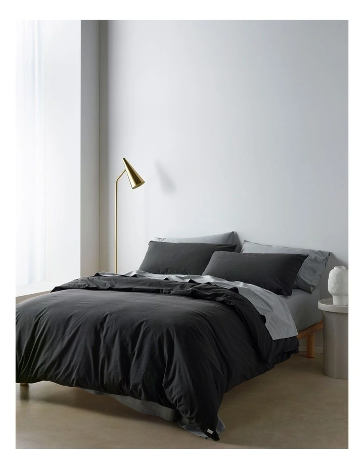 Stonewashed Cotton Quilt Cover Set in Iron