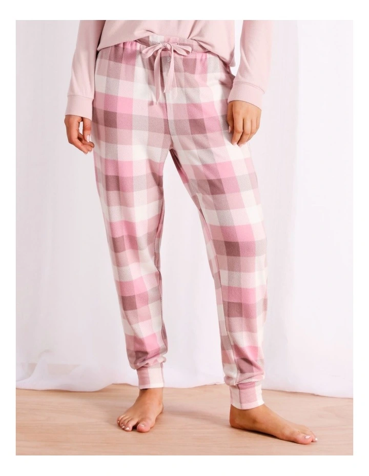 Supersoft Cuffed Pant in Pink Check