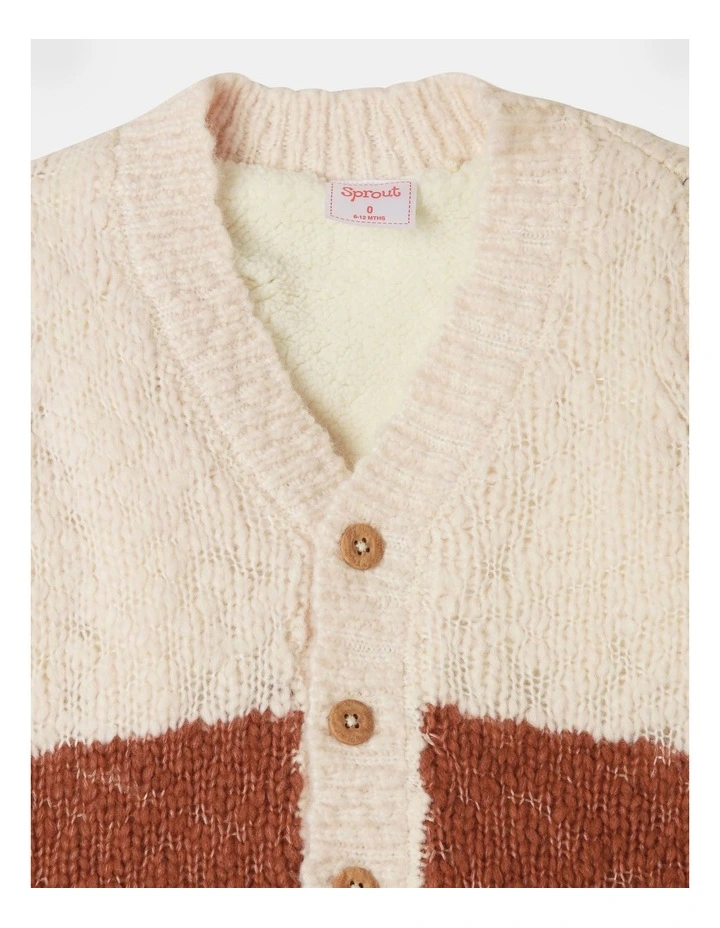 Textured Knit Grandpa Cardigan in Cream