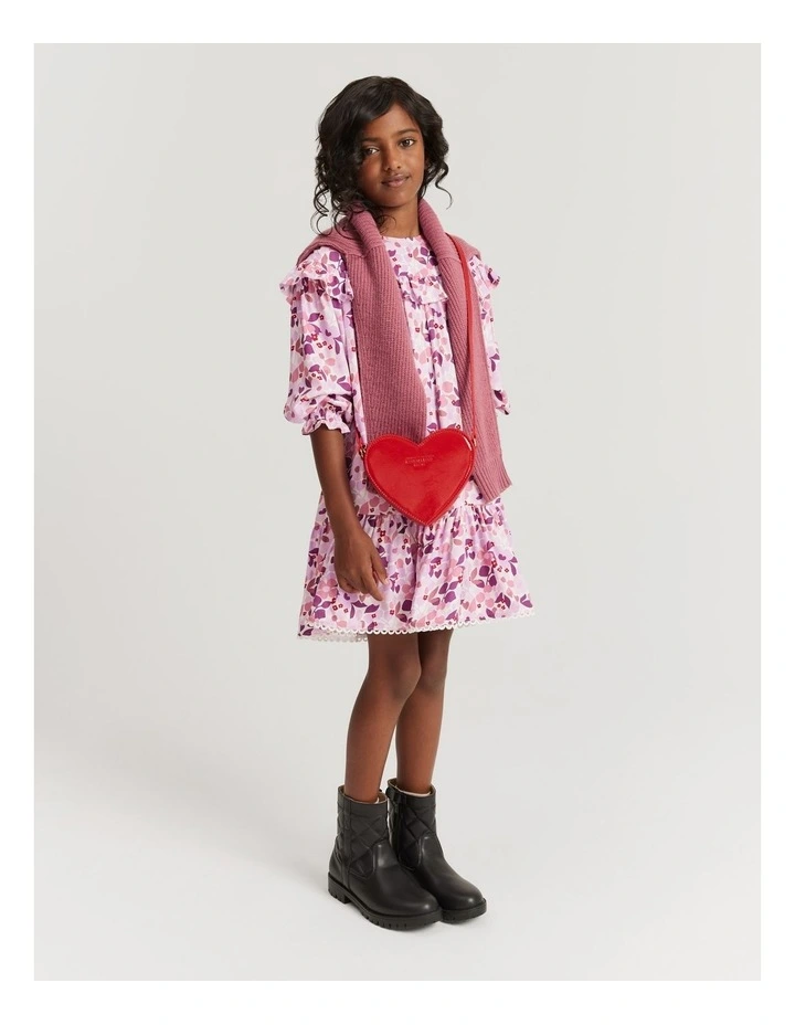 Floral Frill Dress in Pink Multi