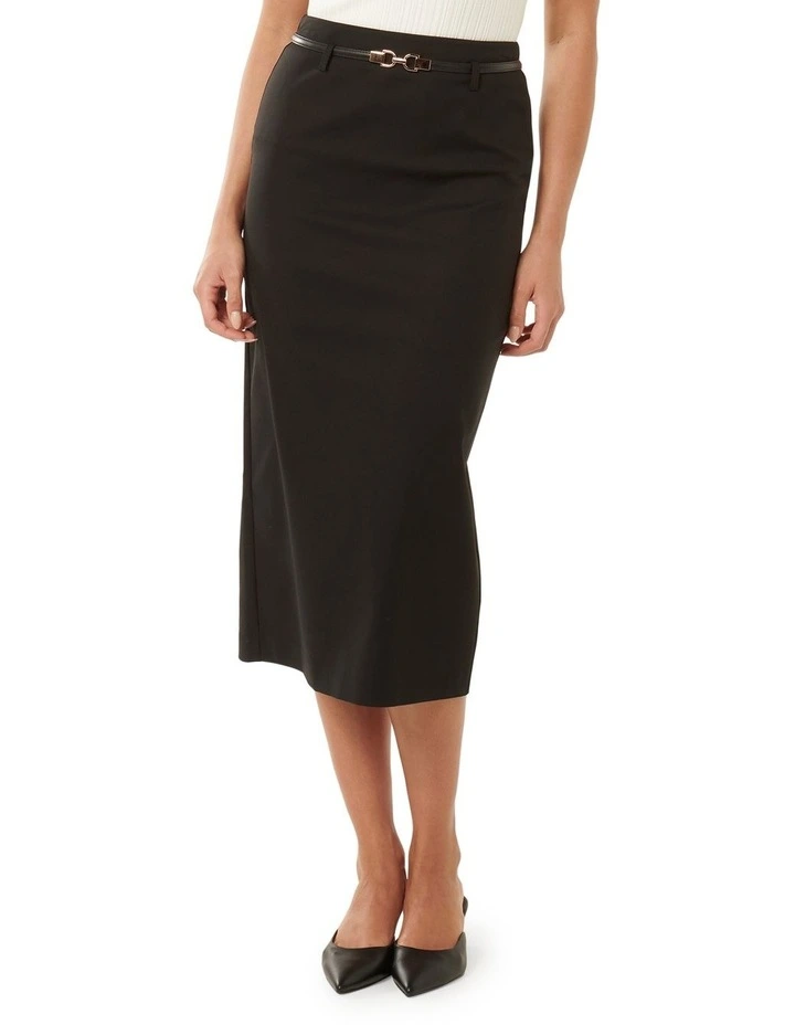 Nadia Pencil Midi Skirt in Black