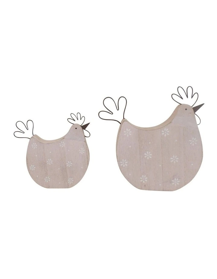 Set of 2 Polka Dot Chook Ornaments in Pastel/Rust