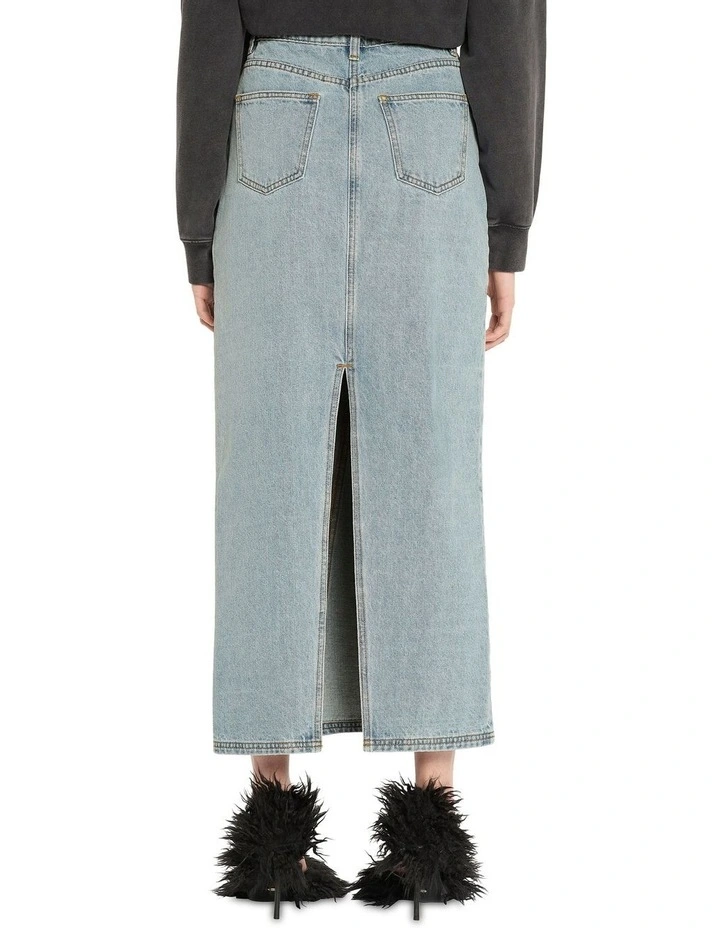 Longline Maxi Skirt in Indigo Blue