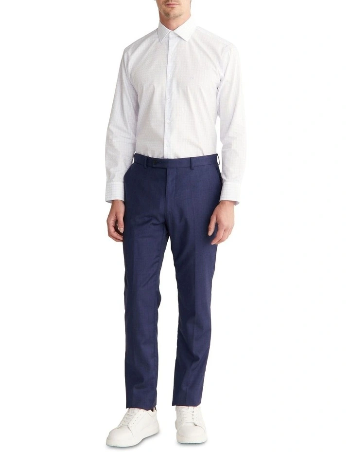Slim Long Sleeves Dobby Check Shirt in Sky
