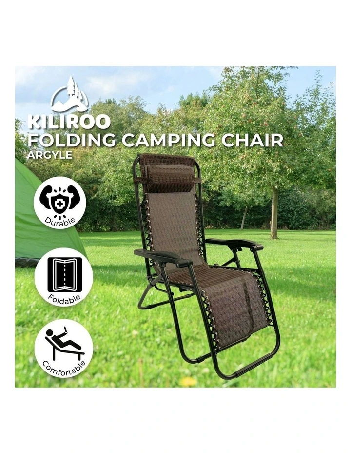 Reclining Sun Beach Deck Lounge Chair in Argyle
