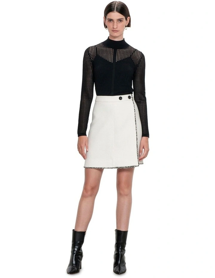 Boucle Twill Mini Skirt in Ivory