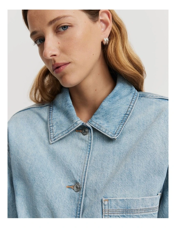 Denim Shacket in Aged Soft Wash