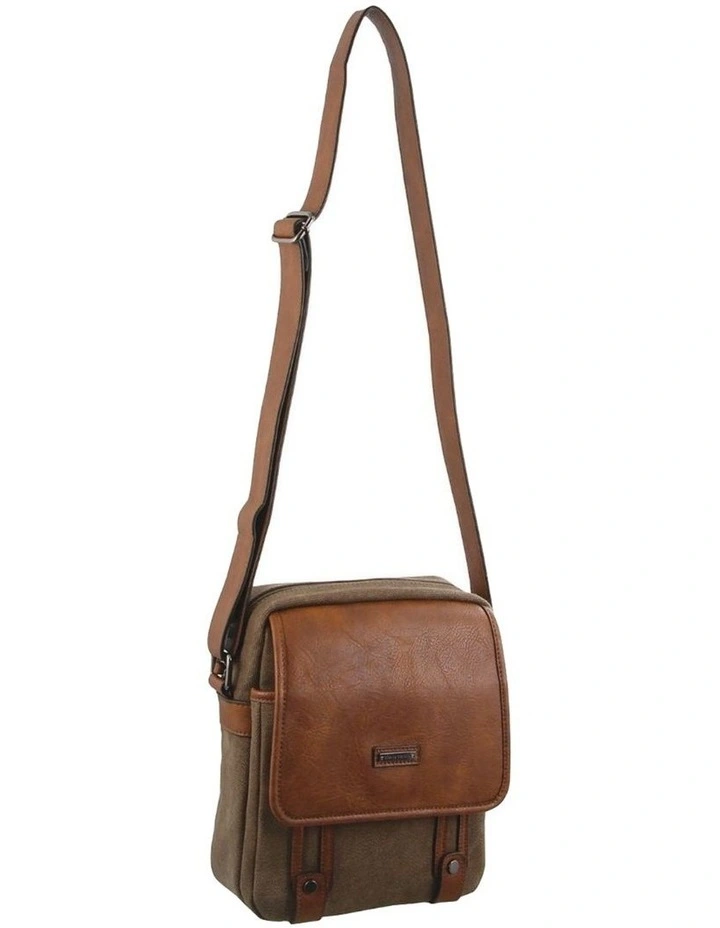 Canvas Cross Body Messenger Sling Bag in Brown/Cognac