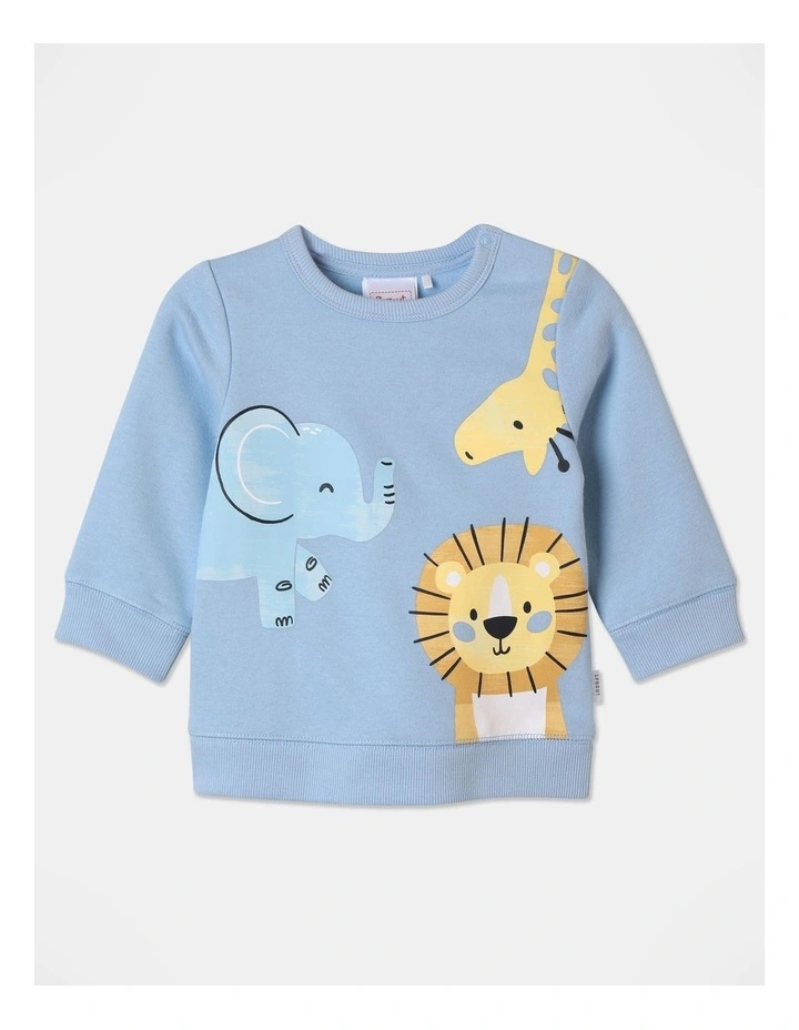 Essential Jungle Animal Sweat Top in Blue